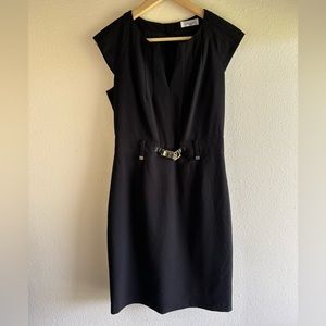 Calvin Klein Women’s Black Front Gold Buckle Business Dress